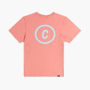 Men’s Coral T-Shirt with Blue Logo
